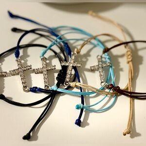 Crystal Cross Charm Bracelets Set • Adjustable